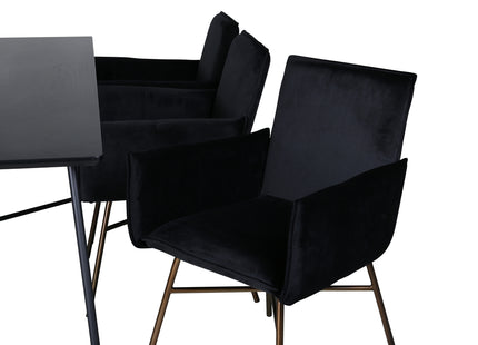 Venture Home Petra Rektangulära Matbord 190 x 90 Svart + Matstolar Svart