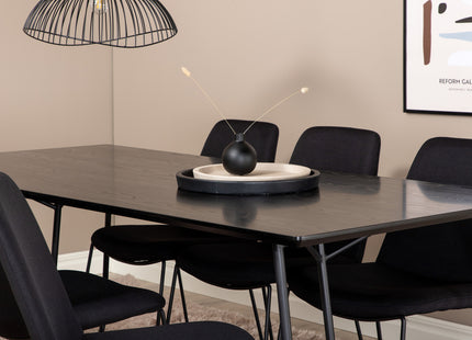 Venture Home Muce & Petra Matstolar 2-pack Svart + Rektangulära Matbord 190 x 90 Svart