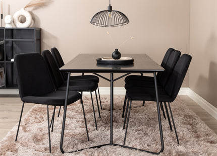 Venture Home Muce & Petra Matstolar 2-pack Svart + Rektangulära Matbord 190 x 90 Svart