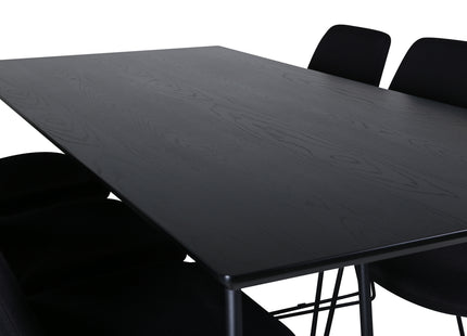 Venture Home Muce & Petra Matstolar 2-pack Svart + Rektangulära Matbord 190 x 90 Svart