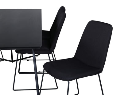 Venture Home Muce & Petra Matstolar 2-pack Svart + Rektangulära Matbord 190 x 90 Svart