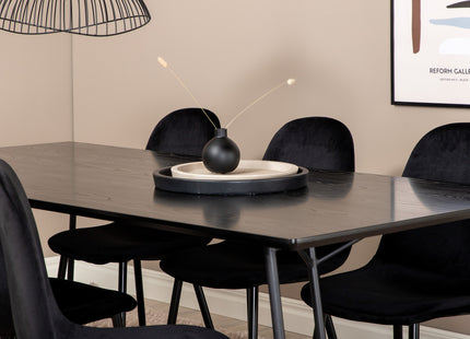 Venture Home Petra & Polar Rektangulära Matbord 190 x 90 Svart + Matstolar 2-pack Svart