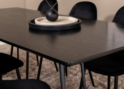 Venture Home Petra & Polar Rektangulära Matbord 190 x 90 Svart + Matstolar 2-pack Svart