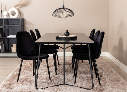 Venture Home Petra & Polar Rektangulära Matbord 190 x 90 Svart + Matstolar 2-pack Svart