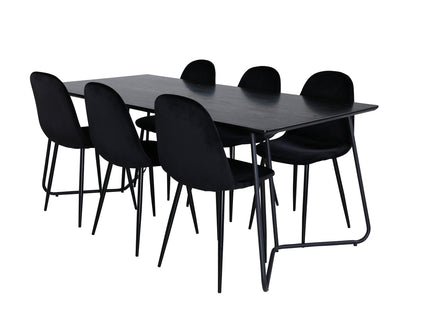 Venture Home Petra & Polar Rektangulära Matbord 190 x 90 Svart + Matstolar 2-pack Svart