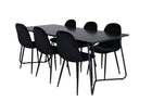 Venture Home Petra & Polar Rektangulära Matbord 190 x 90 Svart + Matstolar 2-pack Svart