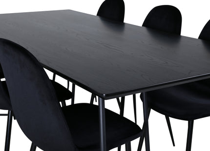 Venture Home Petra & Polar Rektangulära Matbord 190 x 90 Svart + Matstolar 2-pack Svart
