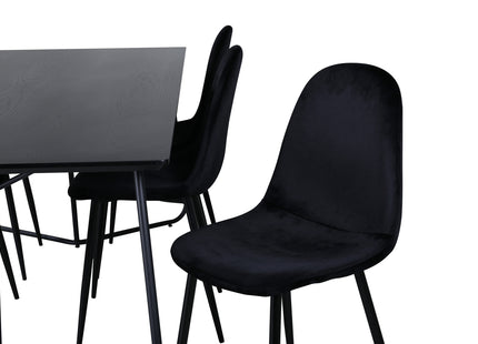 Venture Home Petra & Polar Rektangulära Matbord 190 x 90 Svart + Matstolar 2-pack Svart