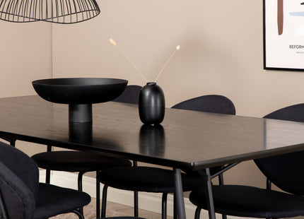 Venture Home Vault & Petra Matstolar 2-pack Svart + Rektangulära Matbord 190 x 90 Svart