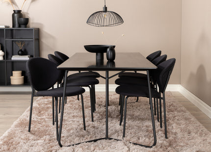 Venture Home Vault & Petra Matstolar 2-pack Svart + Rektangulära Matbord 190 x 90 Svart