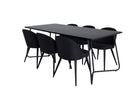 Venture Home Petra & Velvet Rektangulära Matbord 190 x 90 Svart + Matstolar 2-pack Svart