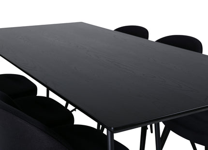 Venture Home Petra & Velvet Rektangulära Matbord 190 x 90 Svart + Matstolar 2-pack Svart