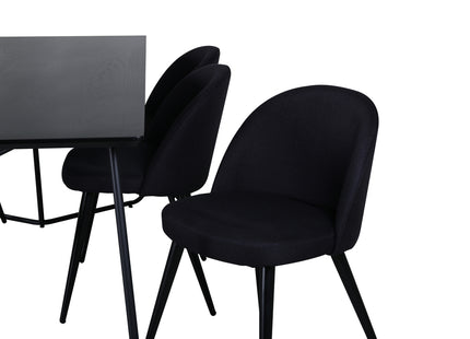Venture Home Petra & Velvet Rektangulära Matbord 190 x 90 Svart + Matstolar 2-pack Svart