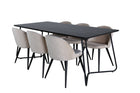 Venture Home Petra & Velvet Rektangulära Matbord 190 x 90 Svart + Matstolar 2-pack Beige