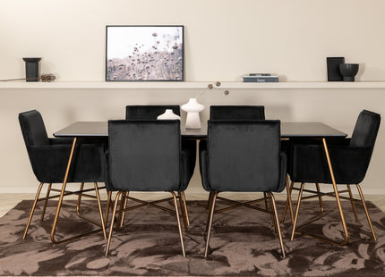 Venture Home Petra Rektangulära Matbord 190 x 90 Svart + Matstolar Svart