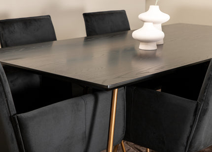 Venture Home Petra Rektangulära Matbord 190 x 90 Svart + Matstolar Svart