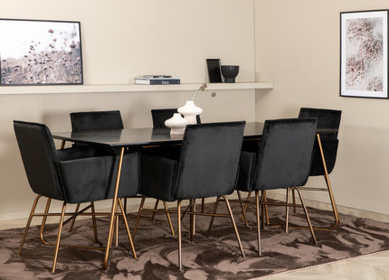 Venture Home Petra Rektangulära Matbord 190 x 90 Svart + Matstolar Svart