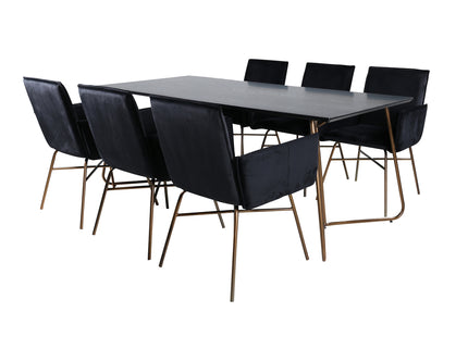 Venture Home Petra Rektangulära Matbord 190 x 90 Svart + Matstolar Svart