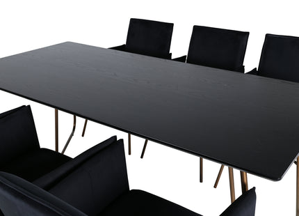 Venture Home Petra Rektangulära Matbord 190 x 90 Svart + Matstolar Svart
