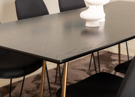 Venture Home Muce & Petra Matstolar 2-pack Svart + Rektangulära Matbord 190 x 90 Svart