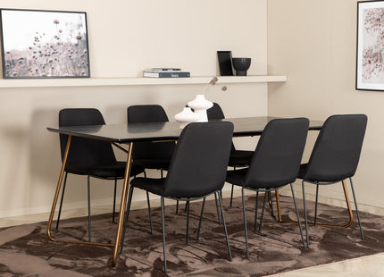 Venture Home Muce & Petra Matstolar 2-pack Svart + Rektangulära Matbord 190 x 90 Svart