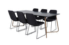 Venture Home Muce & Petra Matstolar 2-pack Svart + Rektangulära Matbord 190 x 90 Svart