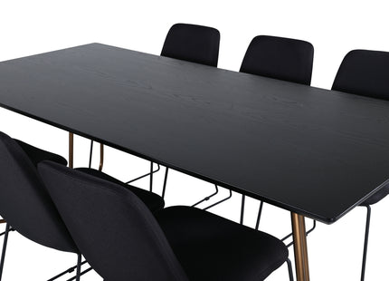 Venture Home Muce & Petra Matstolar 2-pack Svart + Rektangulära Matbord 190 x 90 Svart