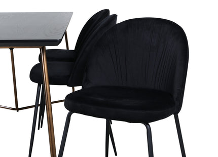 Venture Home Wrinkles & Petra Matstolar 2-pack Svart + Rektangulära Matbord 190 x 90 Svart