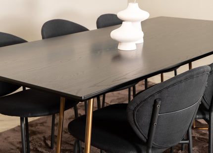 Venture Home Vault & Petra Matstolar 2-pack Svart + Rektangulära Matbord 190 x 90 Svart