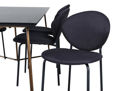Venture Home Vault & Petra Matstolar 2-pack Svart + Rektangulära Matbord 190 x 90 Svart