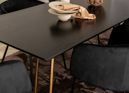Venture Home Berit & Petra Matstolar Svart + Rektangulära Matbord 190 x 90 Svart
