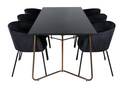 Venture Home Berit & Petra Matstolar Svart + Rektangulära Matbord 190 x 90 Svart