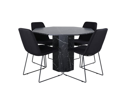 Venture Home Muce & Marbs Matstolar 2-pack Svart + Runda Matbord ⌀110 Svart
