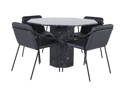 Venture Home Tvist & Marbs Matstolar 2-pack Svart + Runda Matbord ⌀110 Svart