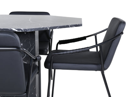 Venture Home Tvist & Marbs Matstolar 2-pack Svart + Runda Matbord ⌀110 Svart