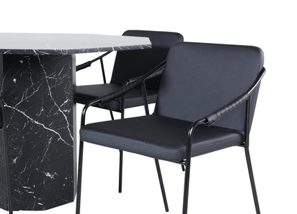Venture Home Tvist & Marbs Matstolar 2-pack Svart + Runda Matbord ⌀110 Svart