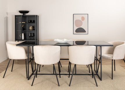 Venture Home Berit & Leif Matstolar Beige + Rektangulära Matbord 200 x 90 Svart
