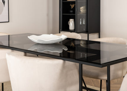 Venture Home Berit & Leif Matstolar Beige + Rektangulära Matbord 200 x 90 Svart