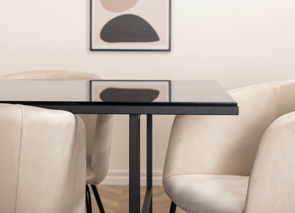 Venture Home Berit & Leif Matstolar Beige + Rektangulära Matbord 200 x 90 Svart