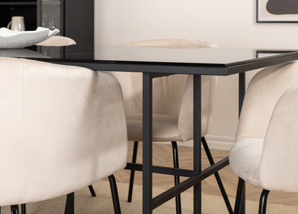 Venture Home Berit & Leif Matstolar Beige + Rektangulära Matbord 200 x 90 Svart