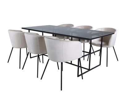 Venture Home Berit & Leif Matstolar Beige + Rektangulära Matbord 200 x 90 Svart