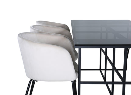 Venture Home Berit & Leif Matstolar Beige + Rektangulära Matbord 200 x 90 Svart