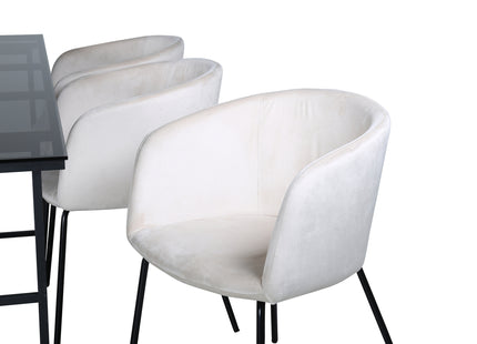 Venture Home Berit & Leif Matstolar Beige + Rektangulära Matbord 200 x 90 Svart