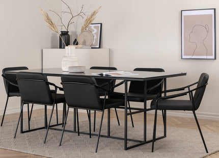 Venture Home Tvist & Leif Matstolar 2-pack Svart + Rektangulära Matbord 200 x 90 Svart