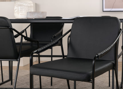 Venture Home Tvist & Leif Matstolar 2-pack Svart + Rektangulära Matbord 200 x 90 Svart