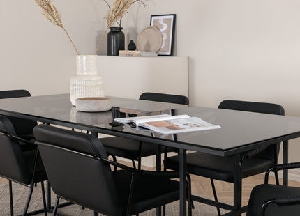 Venture Home Tvist & Leif Matstolar 2-pack Svart + Rektangulära Matbord 200 x 90 Svart