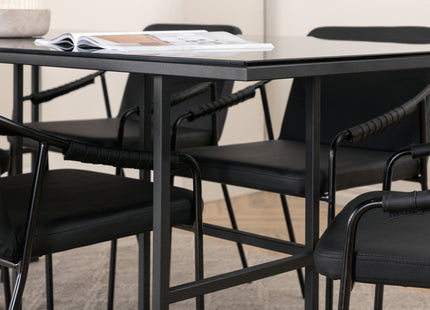 Venture Home Tvist & Leif Matstolar 2-pack Svart + Rektangulära Matbord 200 x 90 Svart