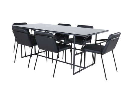 Venture Home Tvist & Leif Matstolar 2-pack Svart + Rektangulära Matbord 200 x 90 Svart