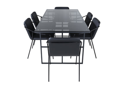 Venture Home Tvist & Leif Matstolar 2-pack Svart + Rektangulära Matbord 200 x 90 Svart