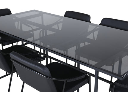 Venture Home Tvist & Leif Matstolar 2-pack Svart + Rektangulära Matbord 200 x 90 Svart